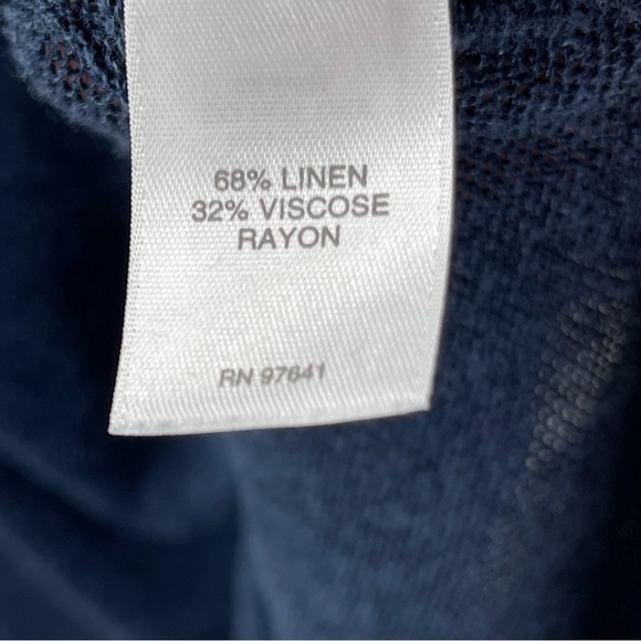 J. Jill Linen Blend Oversized Short Sleeve Navy Blue Tunic Top Size Large P - Picture 7 of 7